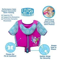 Kids' Deluxe Swim Trainer Vest With Collar -Swimming Equipment 5665917108392 pinkblue 4a