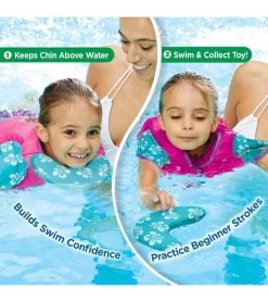 Kids' Deluxe Swim Trainer Vest With Collar -Swimming Equipment 5665917108392 pinkblue 7a