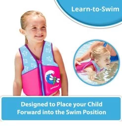 Kids' Printed Swim Vest With Safety Strap 19 Kids' Printed Swim Vest With Safety Strap -Swimming Equipment 5665917501608 pinkblue 10a