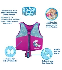 Kids' Printed Swim Vest With Safety Strap 15 Kids' Printed Swim Vest With Safety Strap -Swimming Equipment 5665917501608 pinkblue 6a