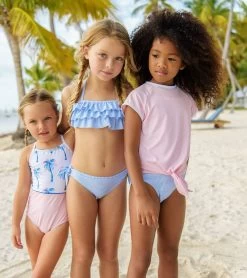 Girls' Pink Knot Front Rash Guard (Toddler, Little Kid, Big Kid) -Swimming Equipment 5665941258408 pink 3a