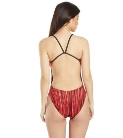 Women's Zircon Swan Back One Piece Swimsuit -Swimming Equipment 5666087829672 red 3a
