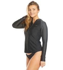 Nike Long Sleeve Zip Hydro Rash Guard -Swimming Equipment 5666176860328 black 5a