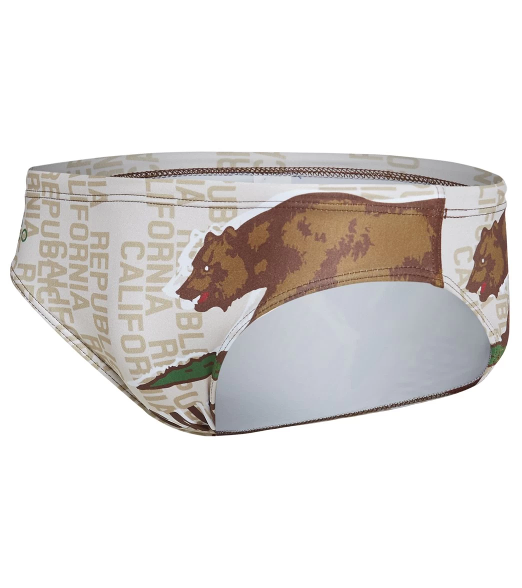 TURBO Men's Cal Flag Star Water Polo Brief 2 TURBO Men's Cal Flag Star Water Polo Brief - Image 2