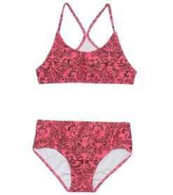 Girls' Pineapple Hot Pink Racerback Two Piece Swimsuit (Big Kid)