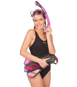 CRESSI Ikarius Mask, Orion Dry Snorkel, And Bonete Pro Fin Set -Swimming Equipment 5666871476392 pink 5a