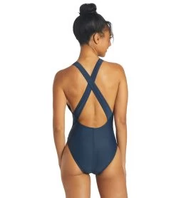 Wide Strap Cross Back One Piece Swimsuit 6 Wide Strap Cross Back One Piece Swimsuit -Swimming Equipment 5667069329576 navy 3a