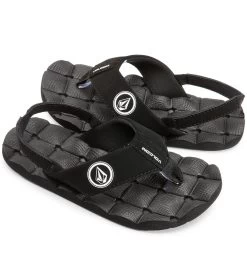 Volcom Boys' Recliner Sandal (Little Kid) -Swimming Equipment 5668314742952 blackwhite 4a