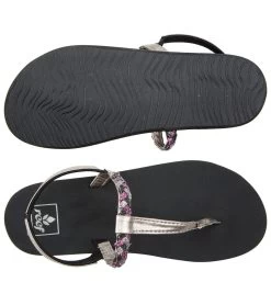 Reef Girls' Little Twisted T Strap Sandal (Toddler, Little Kid, Big Kid) -Swimming Equipment 5668625907880 blackpewter 4a