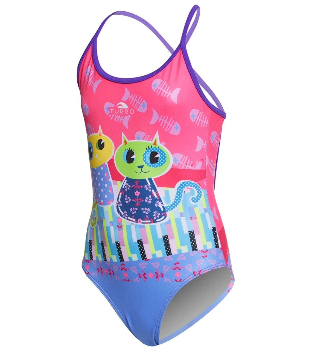 TURBO Girls' Happy Cats One Piece Swimsuit 1 TURBO Girls' Happy Cats One Piece Swimsuit