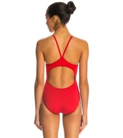 Reliance Solid V-Back One Piece Swimsuit -Swimming Equipment 5669963530408 red 3a