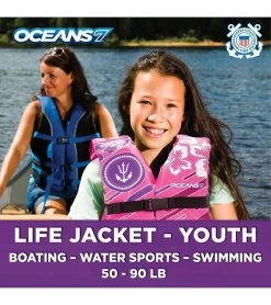 Kids' USCGA 3 Buckle Personal Flotation Device (50-90 Lbs.) 13 Kids' USCGA 3 Buckle Personal Flotation Device (50-90 Lbs.) -Swimming Equipment 5677746651304 pink 7a