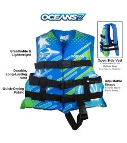 Kids' USCGA 3 Buckle Personal Flotation Device (30-50 Lbs.) -Swimming Equipment 5677747306664 blue 3a