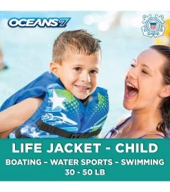 Kids' USCGA 3 Buckle Personal Flotation Device (30-50 Lbs.) -Swimming Equipment 5677747306664 blue 7a