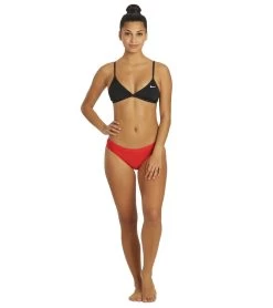 Nike Women's HydraStrong Solid Tie Back Bikini Top -Swimming Equipment 6033745674408 black 4a