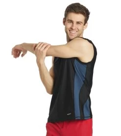 Men's Sleeveless UPF 50+ Comfort Fit Rashguard -Swimming Equipment 6175077531816 black 4a