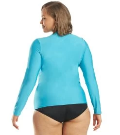 Women's Plus Size L/S UPF 50+ Comfort Fit Rashguard 7 Women's Plus Size L/S UPF 50+ Comfort Fit Rashguard -Swimming Equipment 6213060919464 oceanblue 3a