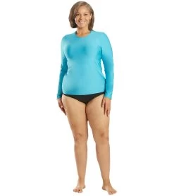 Women's Plus Size L/S UPF 50+ Comfort Fit Rashguard 8 Women's Plus Size L/S UPF 50+ Comfort Fit Rashguard -Swimming Equipment 6213060919464 oceanblue 4a