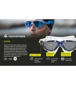 AQUASPHERE Vista Clear Lens Mask -Swimming Equipment 6215487979688 turquoisebluesilver 7a