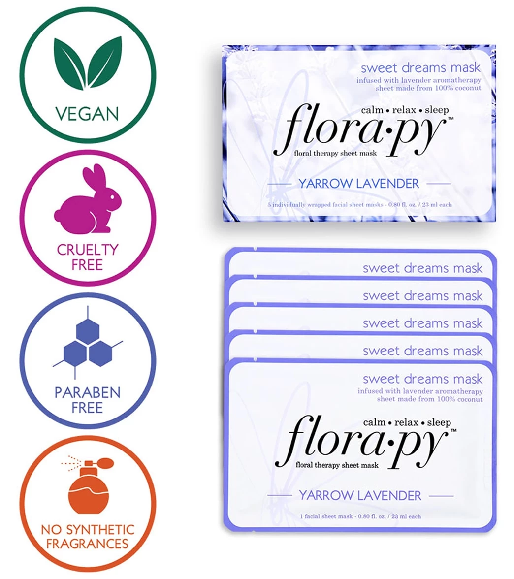 Sweet Dreams Aromatherapy Sheet Mask 5 Count, Yarrow Lavender 4 Sweet Dreams Aromatherapy Sheet Mask 5 Count, Yarrow Lavender - Image 4