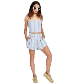 RVCA Women's Sawyer Short -Swimming Equipment 6612054048936 bluedust 4a