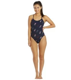 Women's Cascading TYR Print Cutoutfit One Piece Swimsuit 8 Women's Cascading TYR Print Cutoutfit One Piece Swimsuit -Swimming Equipment 6663769489576 redwhiteblue 4a