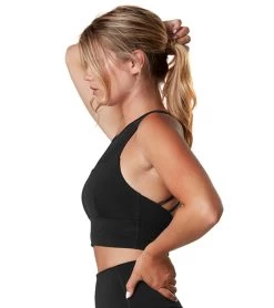 Strappy Yoga Sports Bra -Swimming Equipment 6672760570024 ebony 3a