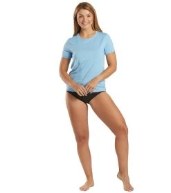 TYR Women's Short Sleeve Sun Shirt -Swimming Equipment 6696987984040 skyblue 4a