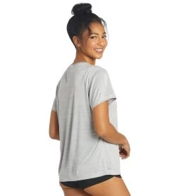 Women's S/S Hybrid UPF 50+ Sun Shirt -Swimming Equipment 6726524371112 iciclegrey 3a