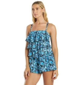 Women's Bliss Tiered V Hem Romper 9 Women's Bliss Tiered V Hem Romper -Swimming Equipment 6769060479144 blue 5a