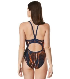 Speedo Women's Solar Boom Flyback One Piece Swimsuit 6 Speedo Women's Solar Boom Flyback One Piece Swimsuit -Swimming Equipment 6799649308840 navyorange 3a