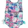 Girl's Leopard Tropical Flotation Swimsuit