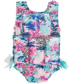 Girl's Leopard Tropical Flotation Swimsuit
