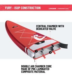 CRESSI Set Isup Fury Touring Dc 12’2’' Rosso Inflatable SUP -Swimming Equipment 6856350761128 redwhite 13a