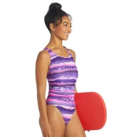 Deep Wide Strap One Piece Swimsuit -Swimming Equipment 6940424569000 purple 3a
