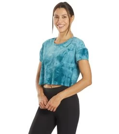 Marika Tie Dye Boxy Crop -Swimming Equipment 6948895555752 bluesprucespiraltiedye 5a
