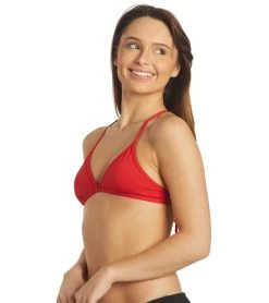 Women's Triangle Solid Bikini Top -Swimming Equipment 7012302323880 red 5a