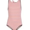 Girls' Atmospheric Stripe High Neck Once Piece Bikini Set (Big Kid)