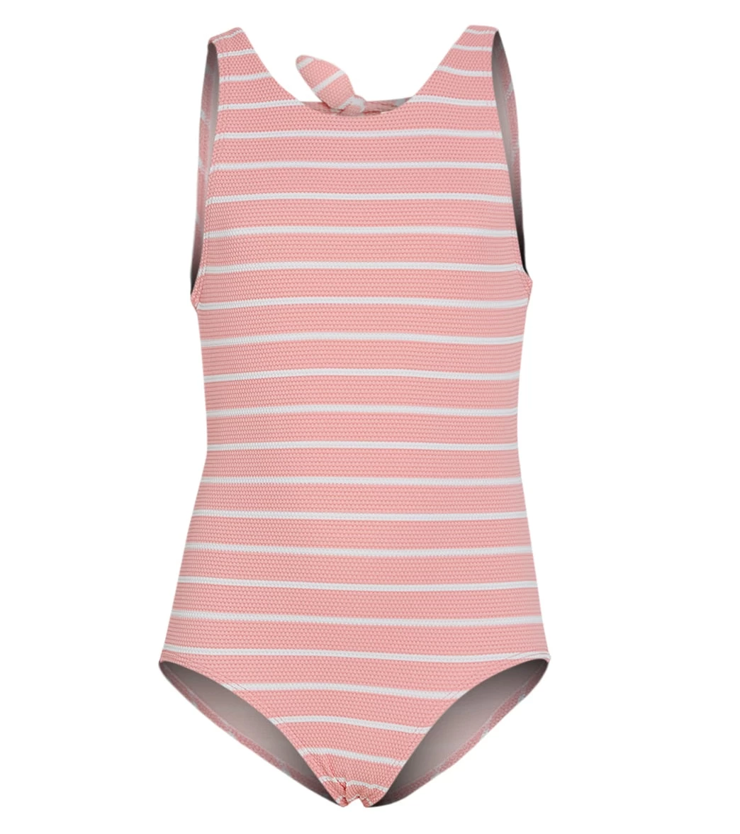 Girls' Atmospheric Stripe High Neck Once Piece Bikini Set (Big Kid) 1 Girls' Atmospheric Stripe High Neck Once Piece Bikini Set (Big Kid)