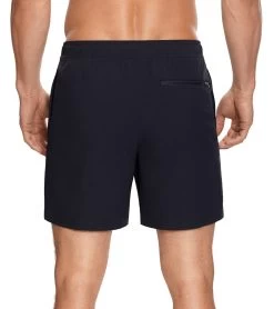 Reebok Men's Main Solid Black 7" Swim Trunks -Swimming Equipment 7167535612072 black 3a