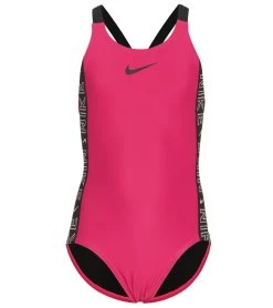 Nike Girls' Logo Tape Fastback One Piece Swimsuit (Big Kid)