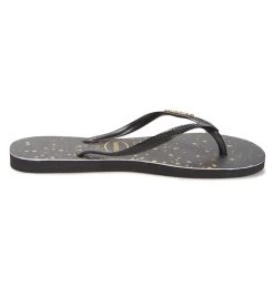 Havaianas Women's Slim Metallic Print Flip Flop -Swimming Equipment 7203780591784 blacklightgolden 3a