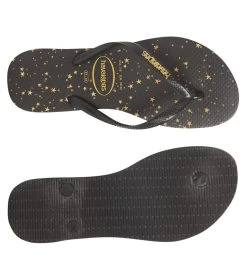 Havaianas Women's Slim Metallic Print Flip Flop -Swimming Equipment 7203780591784 blacklightgolden 4a