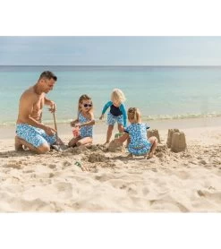 Boys' Navy Aqua Sleeve Sustainable LS Rash Top (Toddler, Little Kid, Big Kid) -Swimming Equipment 7217016504488 blue 3a