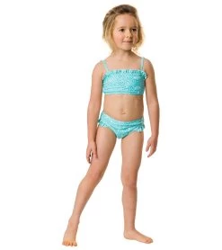 Girls' Spearmint Spot Frilled Bandeau Bikini Set (Toddler, Little Kid, Big Kid) -Swimming Equipment 7217018667176 mint 7a
