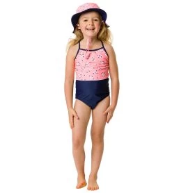 Girls' Ditsy Coral Reversible Bucket Hat -Swimming Equipment 7217020960936 coral 4a