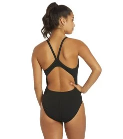 Nike Women's HydraStrong Solid Poly Racer Back One Piece Swimsuit -Swimming Equipment 7228379332776 black 3a