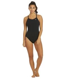 Nike Women's HydraStrong Solid Poly Racer Back One Piece Swimsuit -Swimming Equipment 7228379332776 black 4a