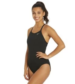 Nike Women's HydraStrong Solid Poly Racer Back One Piece Swimsuit -Swimming Equipment 7228379332776 black 5a