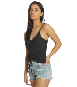 HURLEY Women's Shirred Rib Tank -Swimming Equipment 7333618253992 caviar 5a